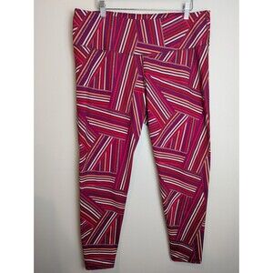 Old Navy Women's Active Leggings Go Dry Size XXL Pink‎ Geometric Stripe Stretch